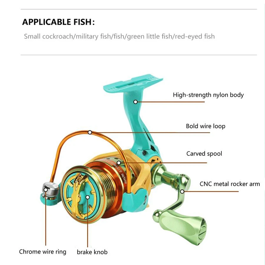 Ultra light rotating scroll double guide rod, 5.2:1, 18LB maximum resistance - suitable for any water fishing gear