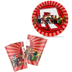 Robot Happy Birthday Decoration Tableware Set Paper Plate Cup Straw Robot Game Party Supplies Latex Balloon Baby Shower Decor