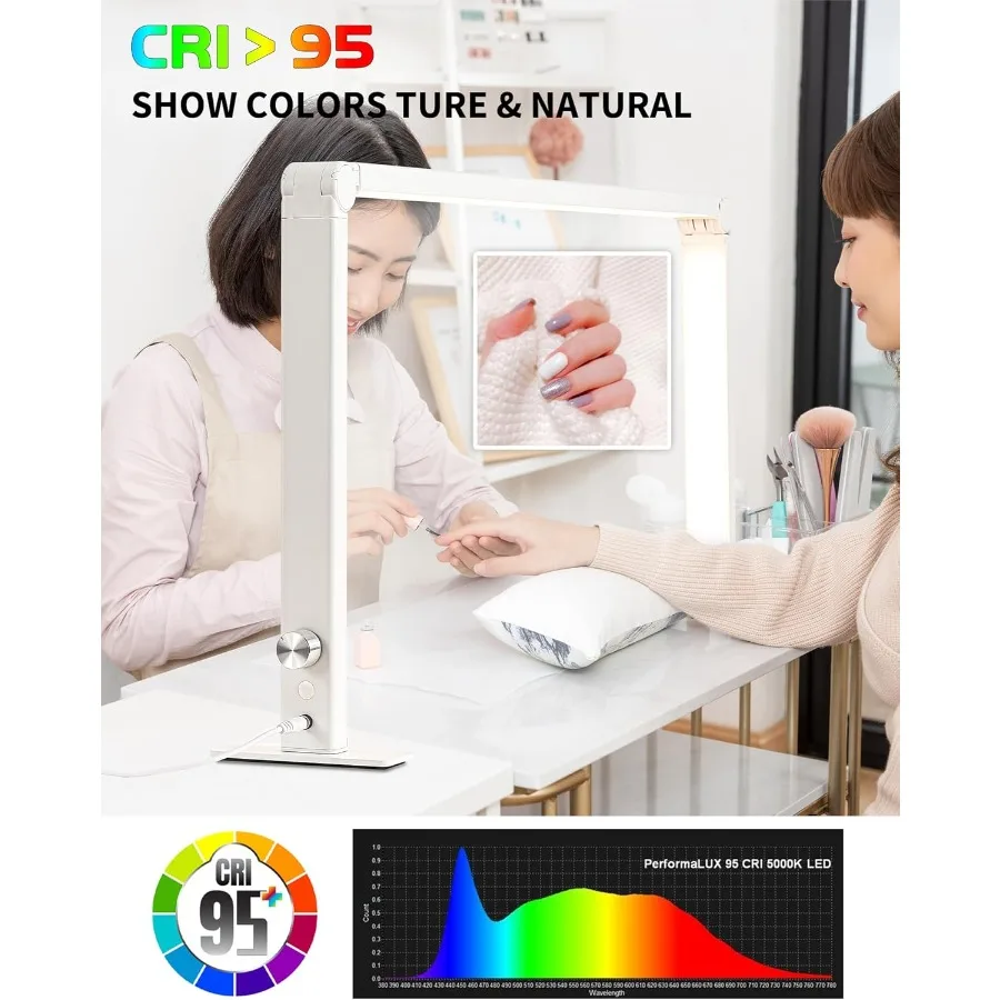 طوي نصف ضوء القمر لمكتب الأظافر 48 واط مستطيل مسمار التكنولوجيا مصباح 33in LED لمبة مكتب مع مقبض 3 طرق 30006000 كيلو عكس الضوء Whi