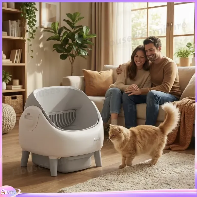 76L Large Capacity Automatic Self Cleaning Cat Litter Box Open Square Design Smart Cat Toilet for Multiple Cats Heavy Duty PP