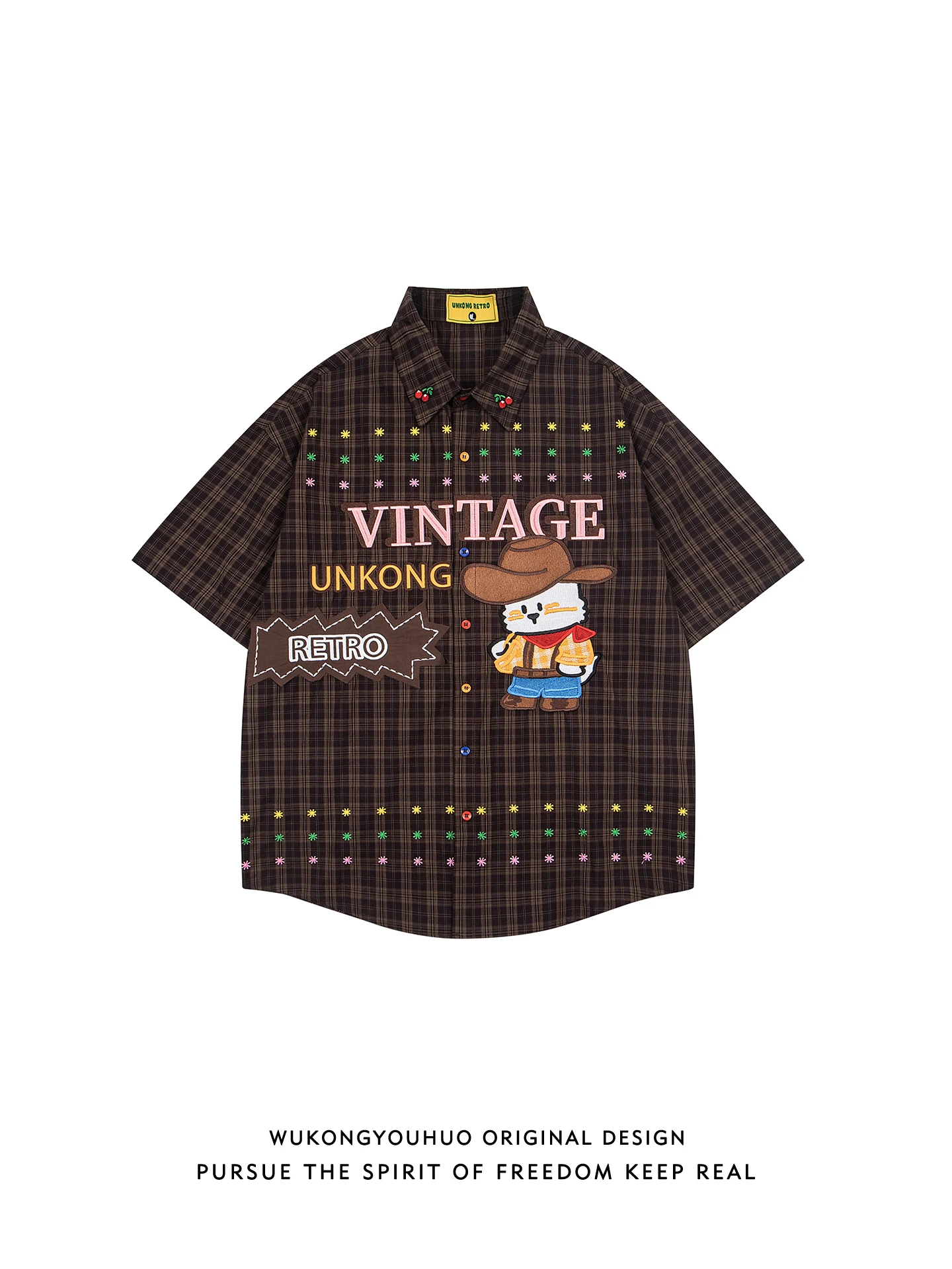 

Летняя модная брендовая рубашка с вышивкой и клетчатым узором, свободного кроя, мужская, с коротким рукавом, повседневная, для пар, износостойкая