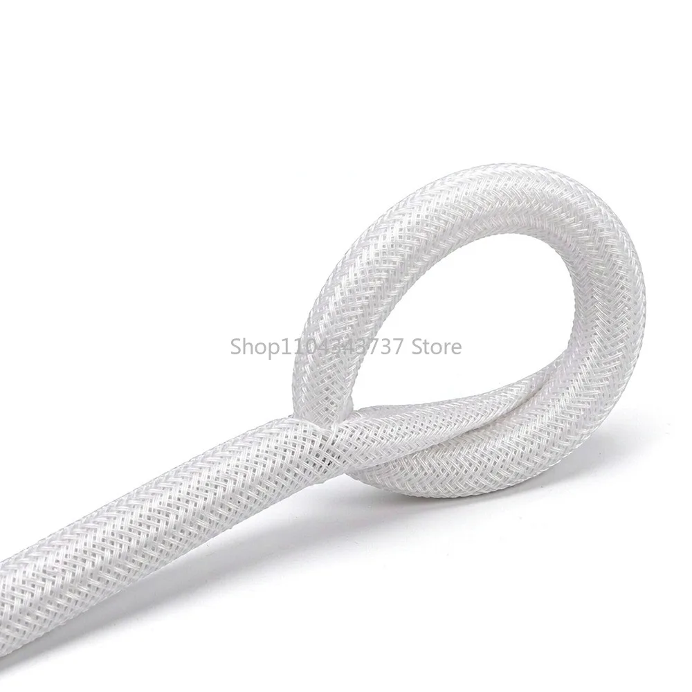 White Self Closed Cable Sleeve 3 5 8 10 13 16 19 25mm PET Braided Insulated USB Wire Power Cord High Protection Split Sleeving