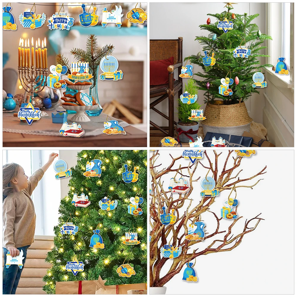 

12Pcs Hanukkah Hanging Decor Paper Signs for Holiday Party Wall Ceiling Festive Ambiance Celebration Decor Paper Hanging Sign