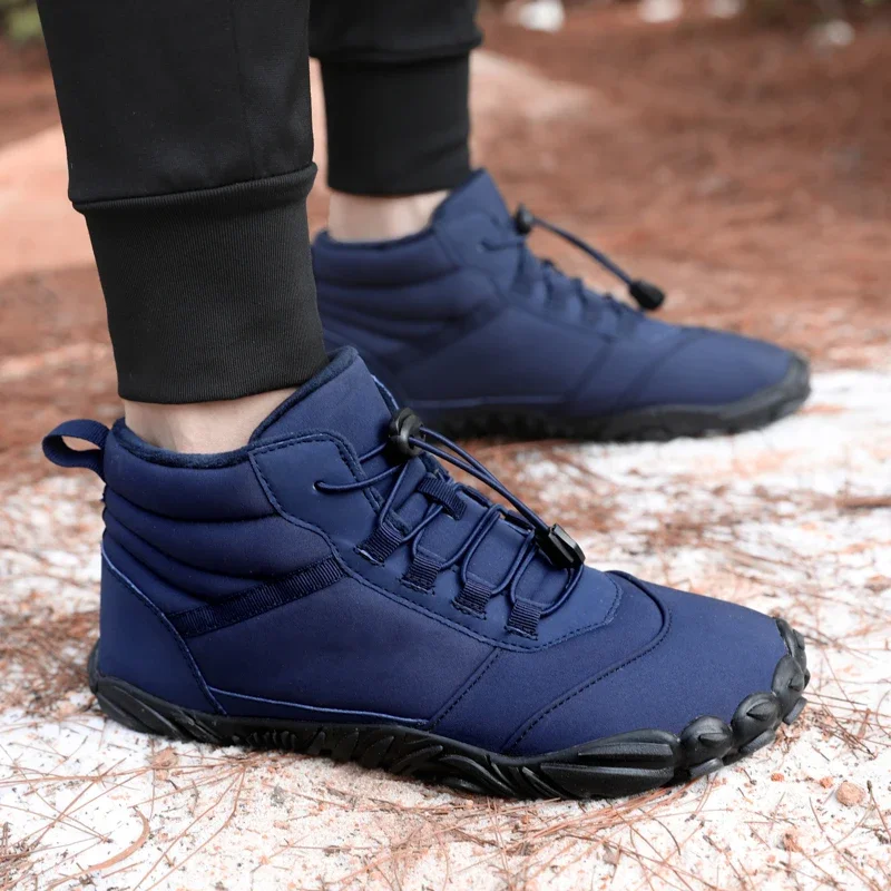 

Snow Boots Women Men Sneakers Barefoot Waterproof Winter Warm Running Shoes Non-Slip High-top Padded Hiking Ankle Shoes 2024