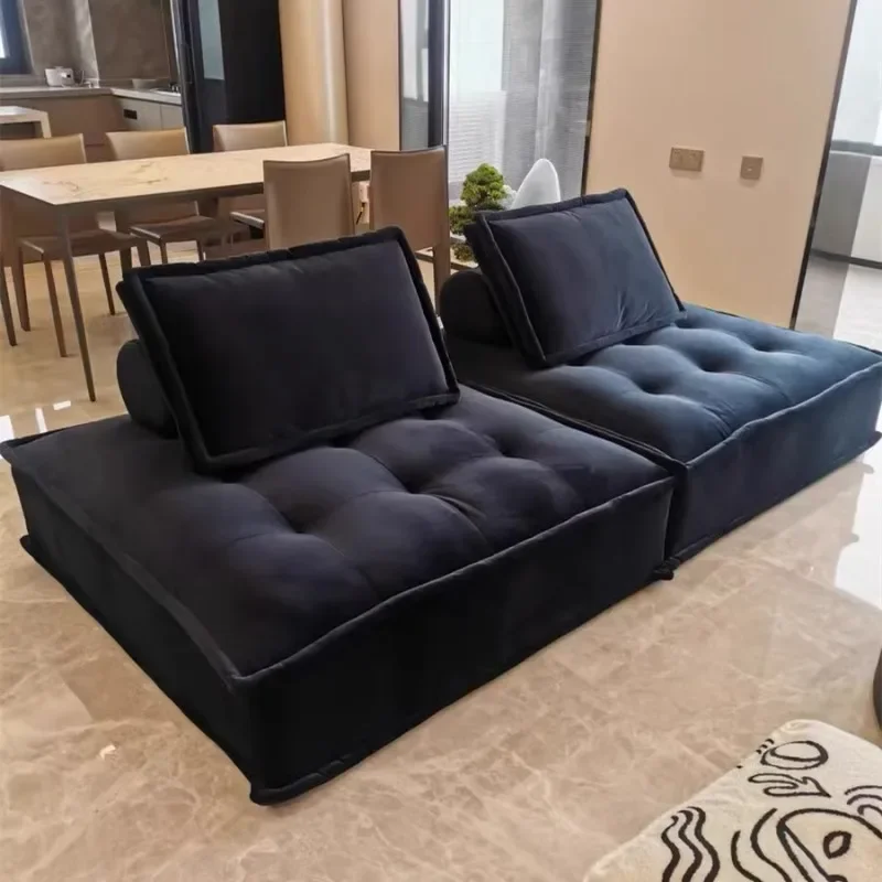 Minimalist Black Living Room Sofa Floor Lounge Modern Ergonomic Modular Couch Tatami Unique Canape Salon Living Room Furniture