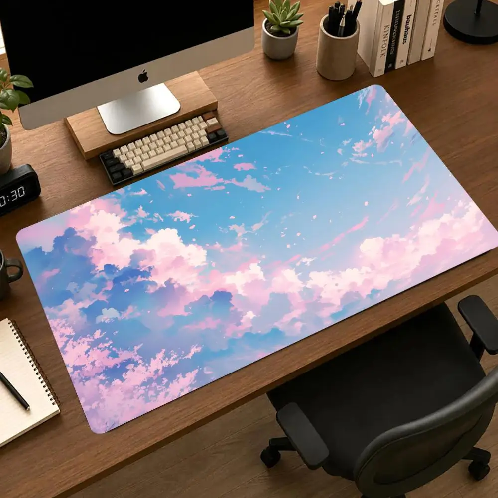 Dreamy Blue Sky Pink Clouds Mousepad Pc Accessories Desk Interior Gaming Mats Playmat Carpet Mouse Mat Desk Pad Office Decor