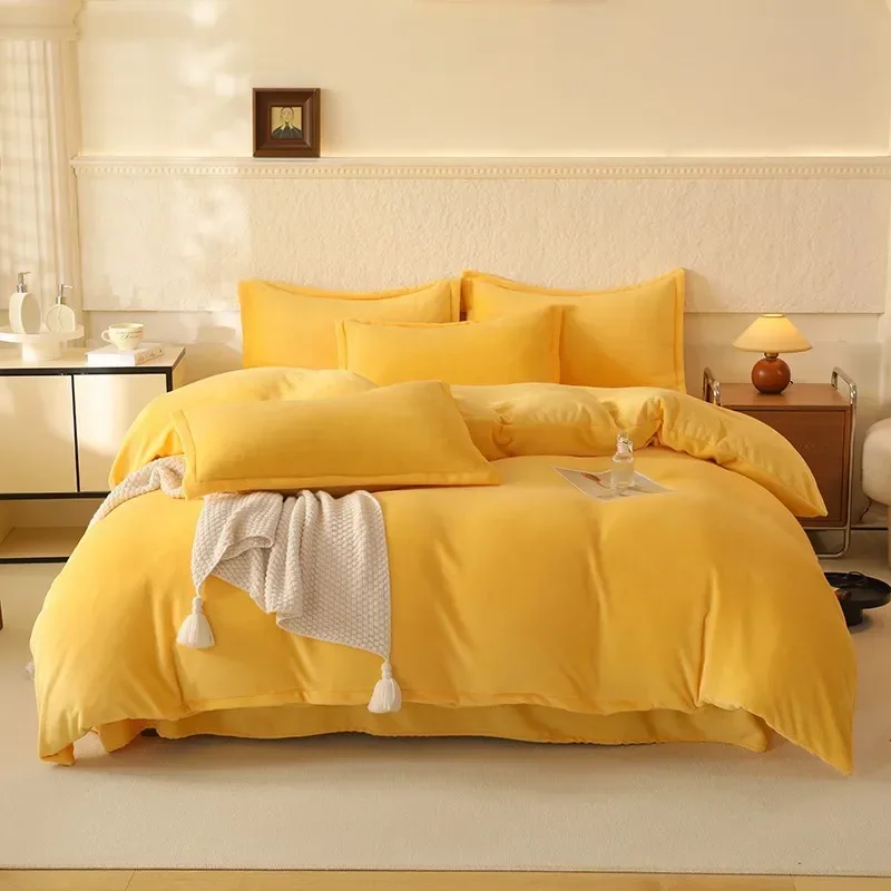 Winter Class A double-sided milk fleece quilt cover single-piece bed sheet four-piece flannel quilt cover thickened fleece