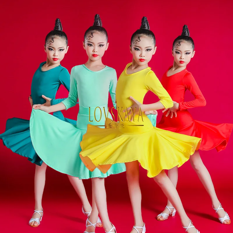 Grote Rok Performance Pak Latin Dance Suit Dames Basiswedstrijd Training Pak Voor Kinderen