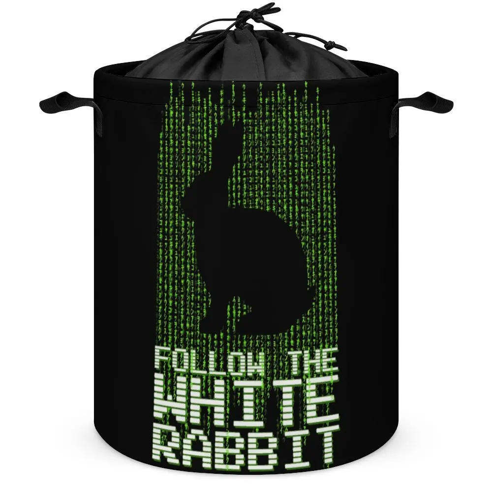 Follow The White Rabbit for Sale Storage Box Graphic Cool Laundry Basket Handle on Both Sides Convenient Towels Multifunctional