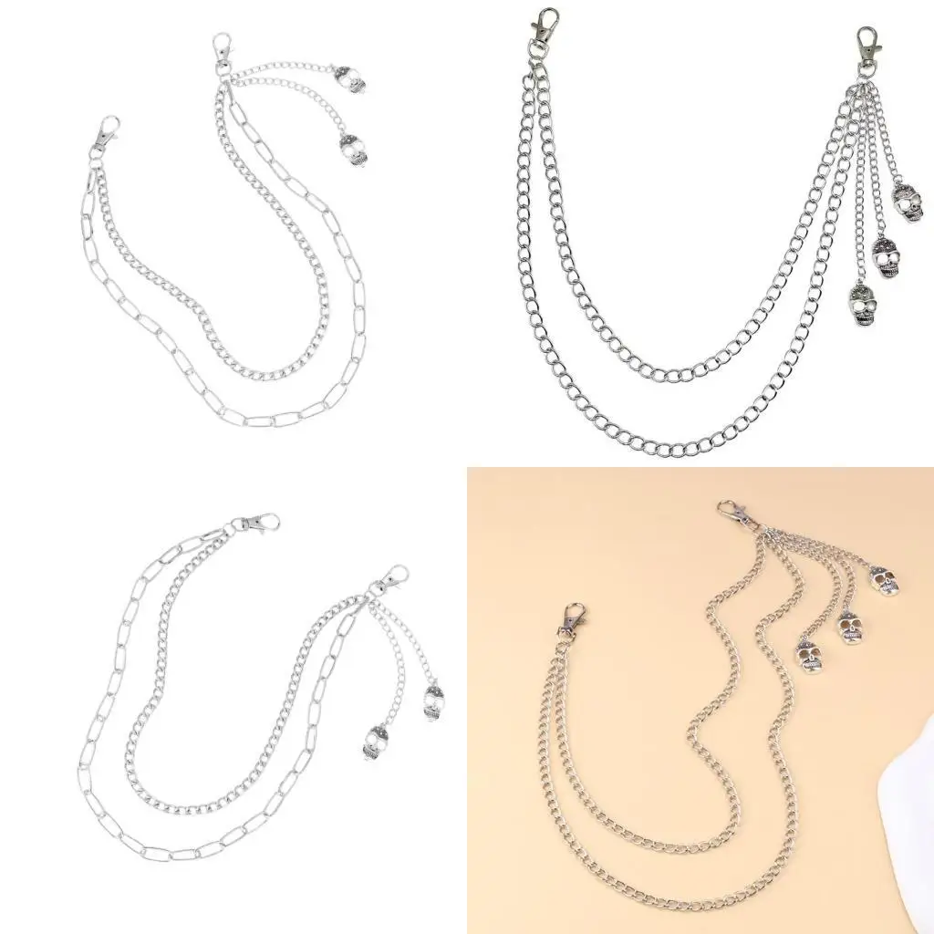 

652F Skull Head Metal Waist Chain Unique Women Chain Fashion Smooth Pants Chain for Various Occasion