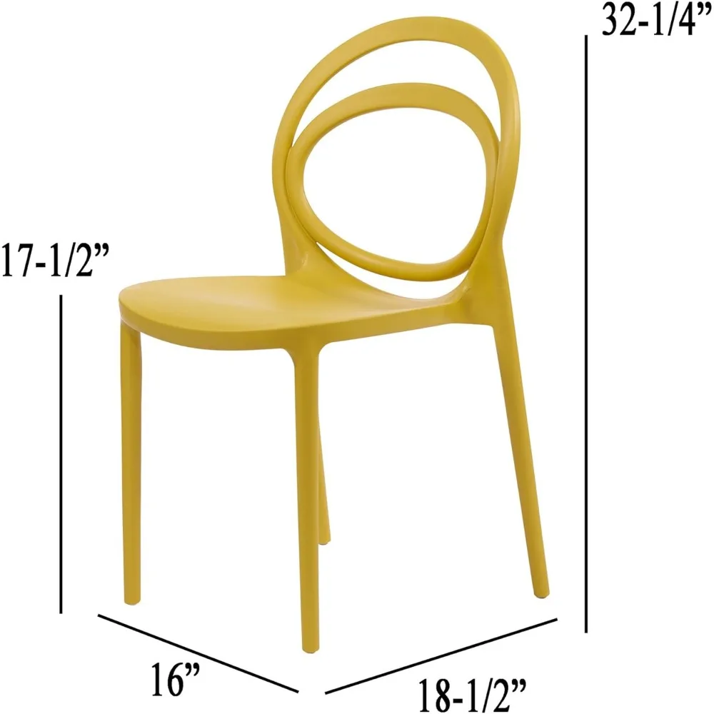 CozyBlock-Silla de comedor apilable Luna, diseño moderno de Bentwood, para interior y exterior, Juego de 2 (jengibre)