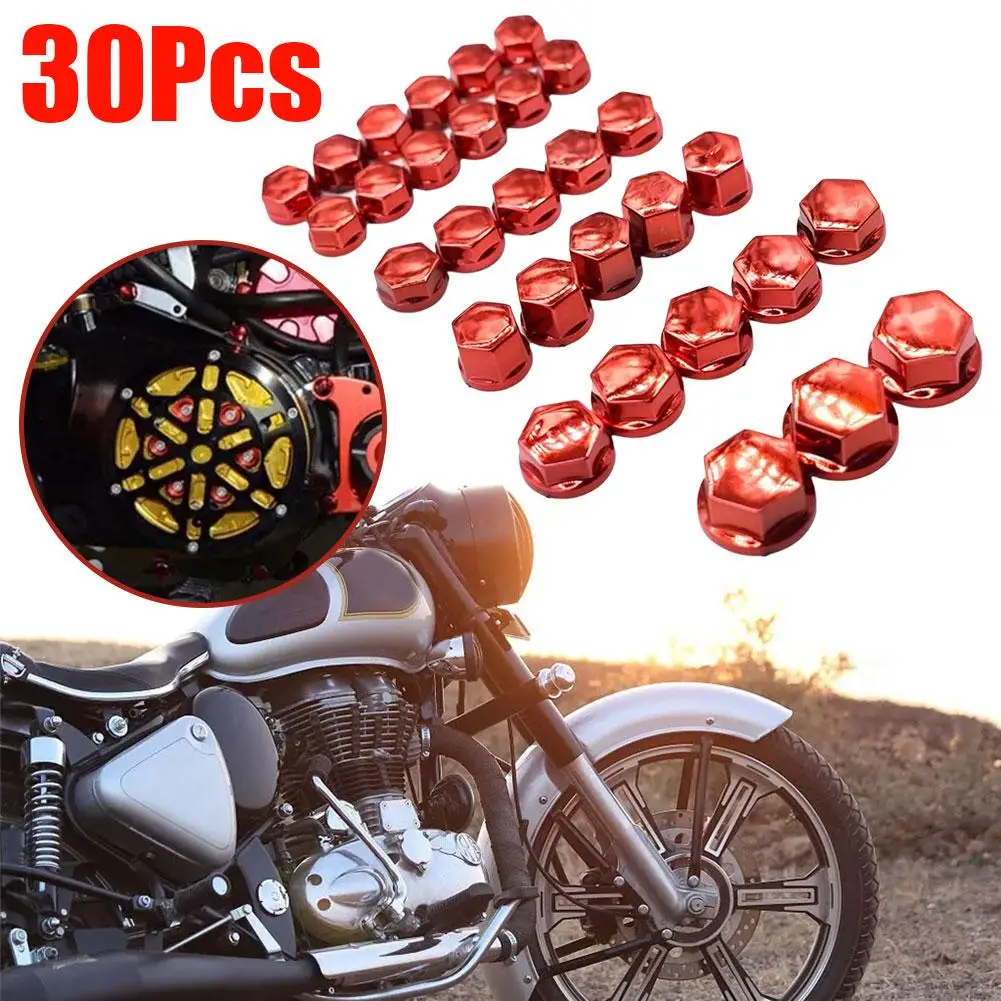 Universal 30pcs Motorcycle Modeling Plating Nut Decorative Screw Cap For For For Motorcycle Screw Nut C A2i1