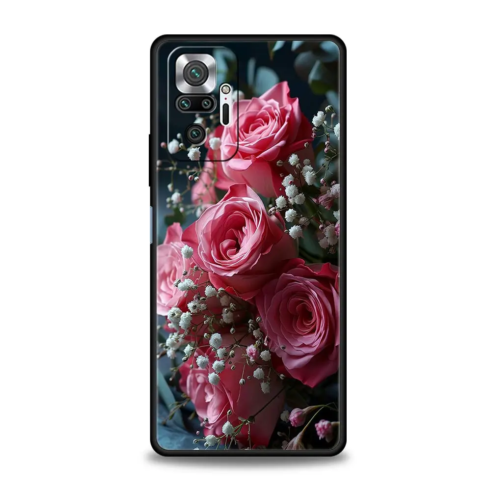 Beautiful Red Rose Flowers Phone Case For Xiaomi Redmi Note 13 12 5G 11 10 Pro Plus 4G 9S 9 8 7 9T 13C 12C 10C 9C 9A Soft Cover