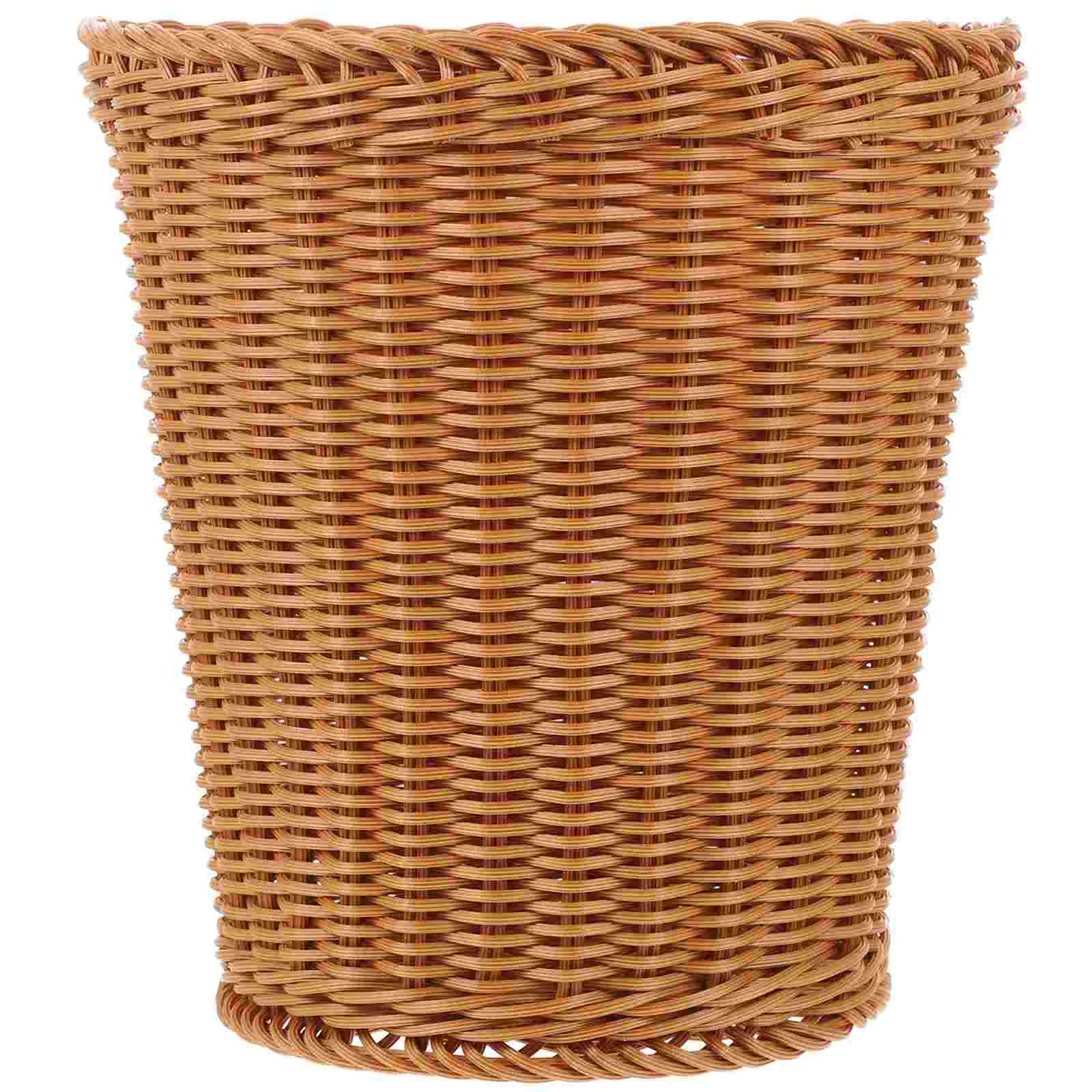 

Rattan Trash Can Small Basket Multi-function Sundries Household Woven Plastic Storage Bin Tabletop Garbage