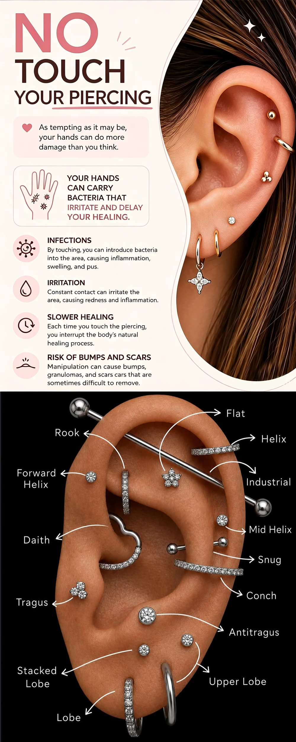 ASTM F136 Titan Butterfly Tiny Trinity CZ Labret Stud 16G Dreifach-CZ-Blumen-Knorpel-Ohrstecker Nasen-Medusa-Ohrlochpiercing – Detail 1