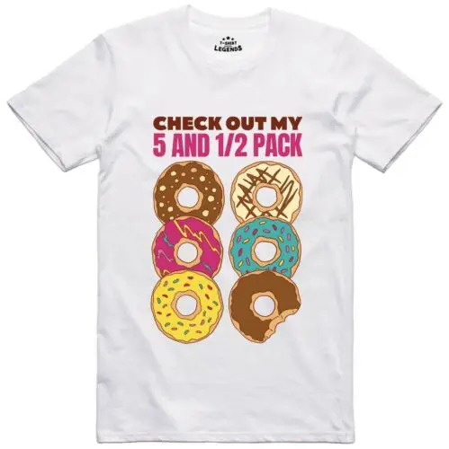 Hombre Divertido Novedad Camiseta Donut 5 & 1/2 Paquete Anillo Girar de Algodón