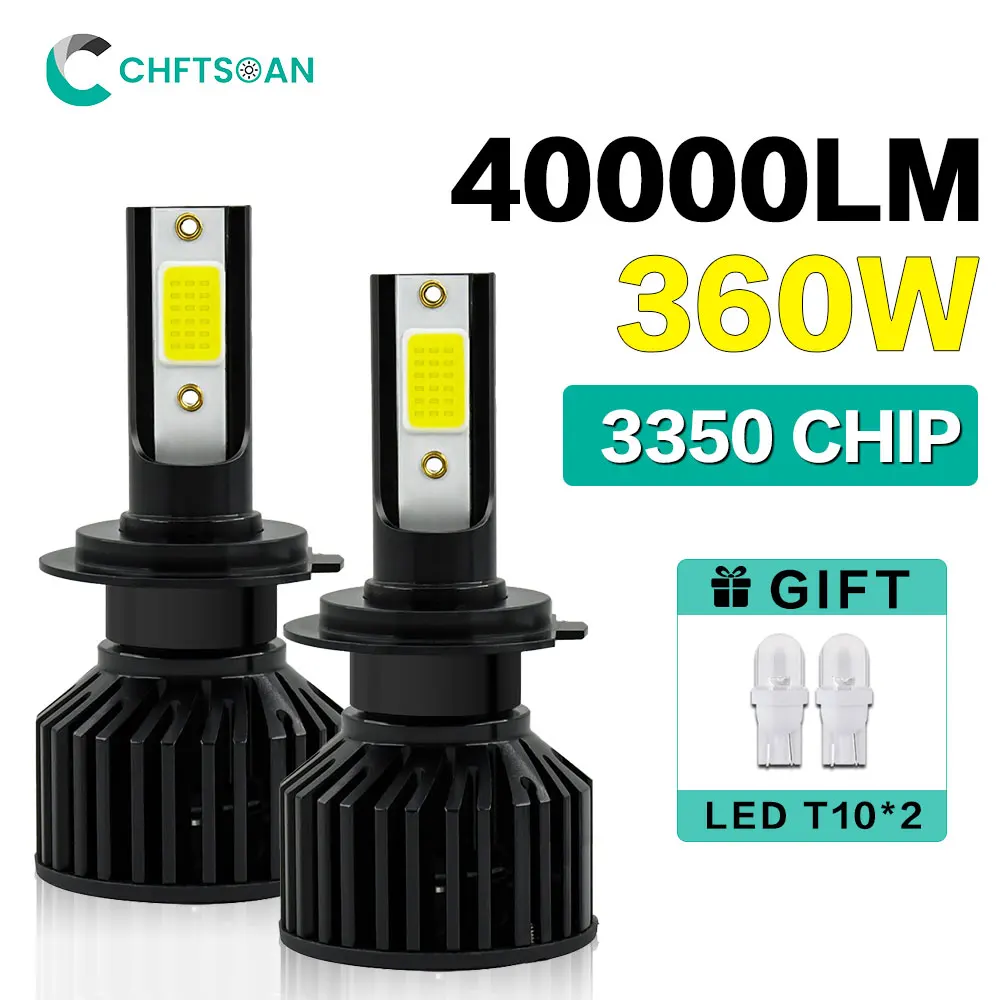 

Chftsoan LED Headlight H1 H7 9005 9006 360W 40000LM Canbus Car Headlamp High Power Auto Headlight 6000K Fog Lamp Bulbs 10-32V