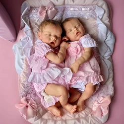 43cm Twins Full Body Soft Vinyl Bebe Reborn Girl With Painted Hair Soft Touch Feeling 3D Paint Skin Newborn Doll