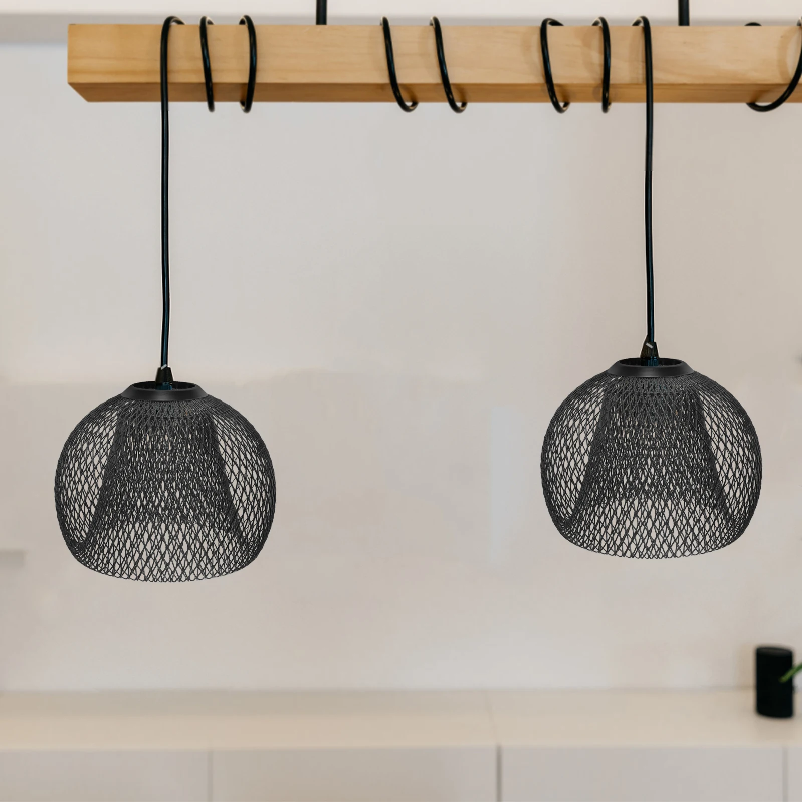 قفص معدني غطاء مصباح الكرة شكل شبكة جوفاء ل قلادة ثريا تركب بالسقف استبدال غطاء معلق ضوء الظل الإضاءة #1