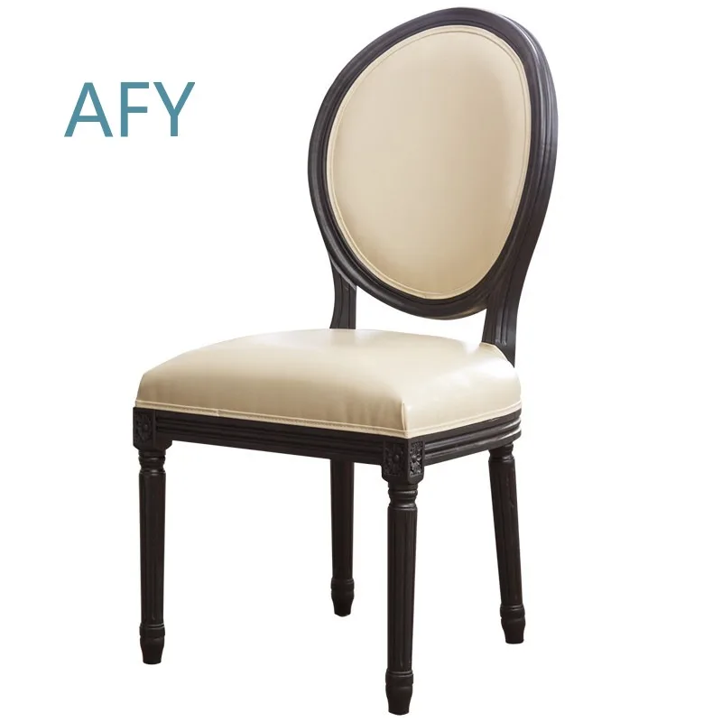 American Vintage Distressed Dining Chair for Home Restaurant Bar Café Vanity Desk Office Back Armchair Solid Oak Wood