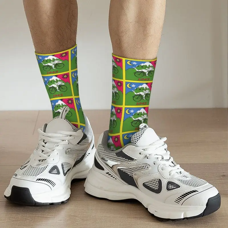 Albert Hoffman LSD Bicycle Day Dress Socks Mens Womens Warm Funny Novelty Acid Blotter Party Crew Socks