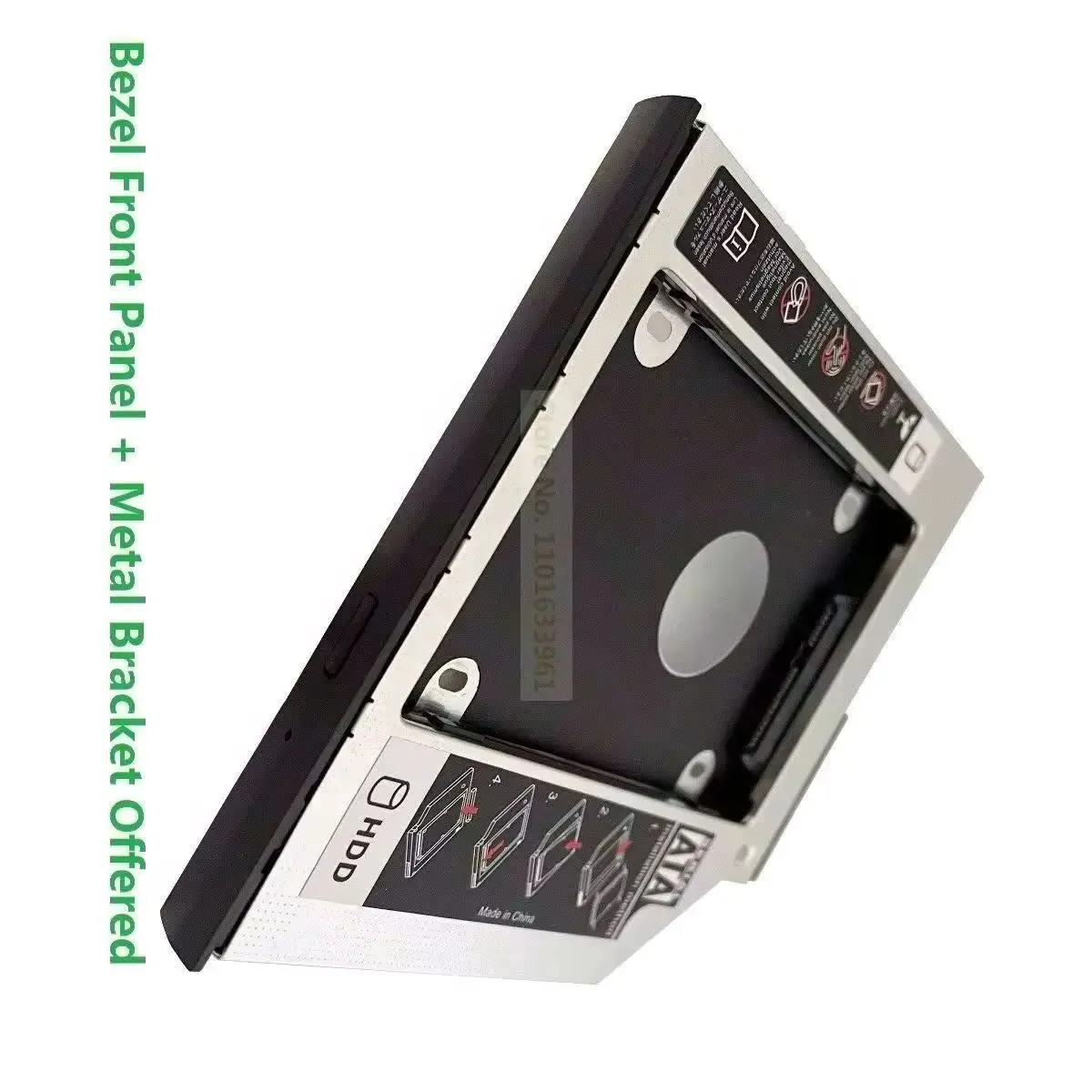 with Bezel Front Panel 9.5mm 2nd Secondary 2.5 SATA Hard Drive HDD SSD Optical bay Caddy Frame Bracket for HP ZBook 15 17 G1 G2