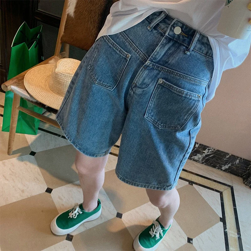 

plus Size Women's Denim Wide Leg orts Summer Loose Fit Slimming Straight Cut Five-Quarter Trendy Blue Jeans Casual orts