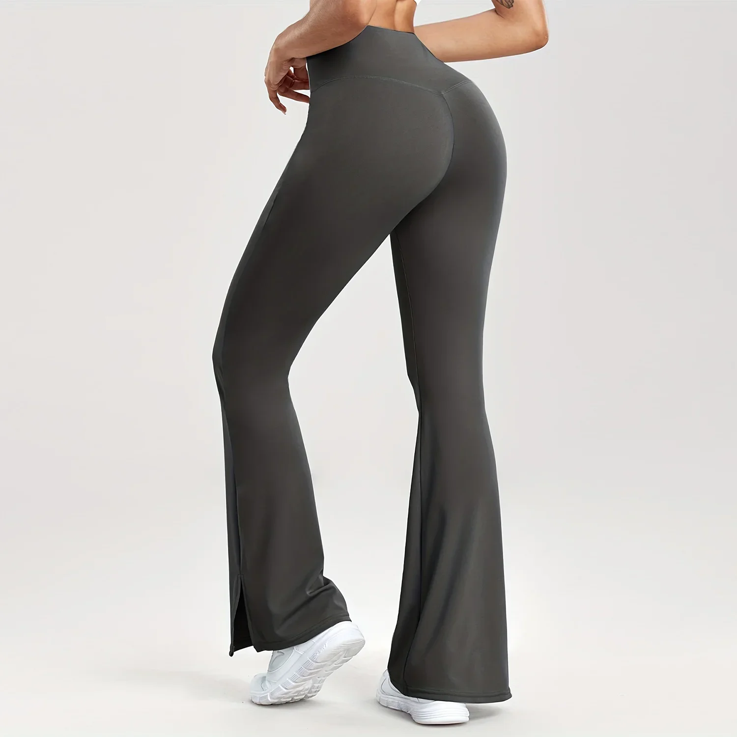 Frauen Casual Solide V-Taille Tasche Seite Vent Ausgestelltes Leggings Slim Fit Mode Streetwear Dame Hosen