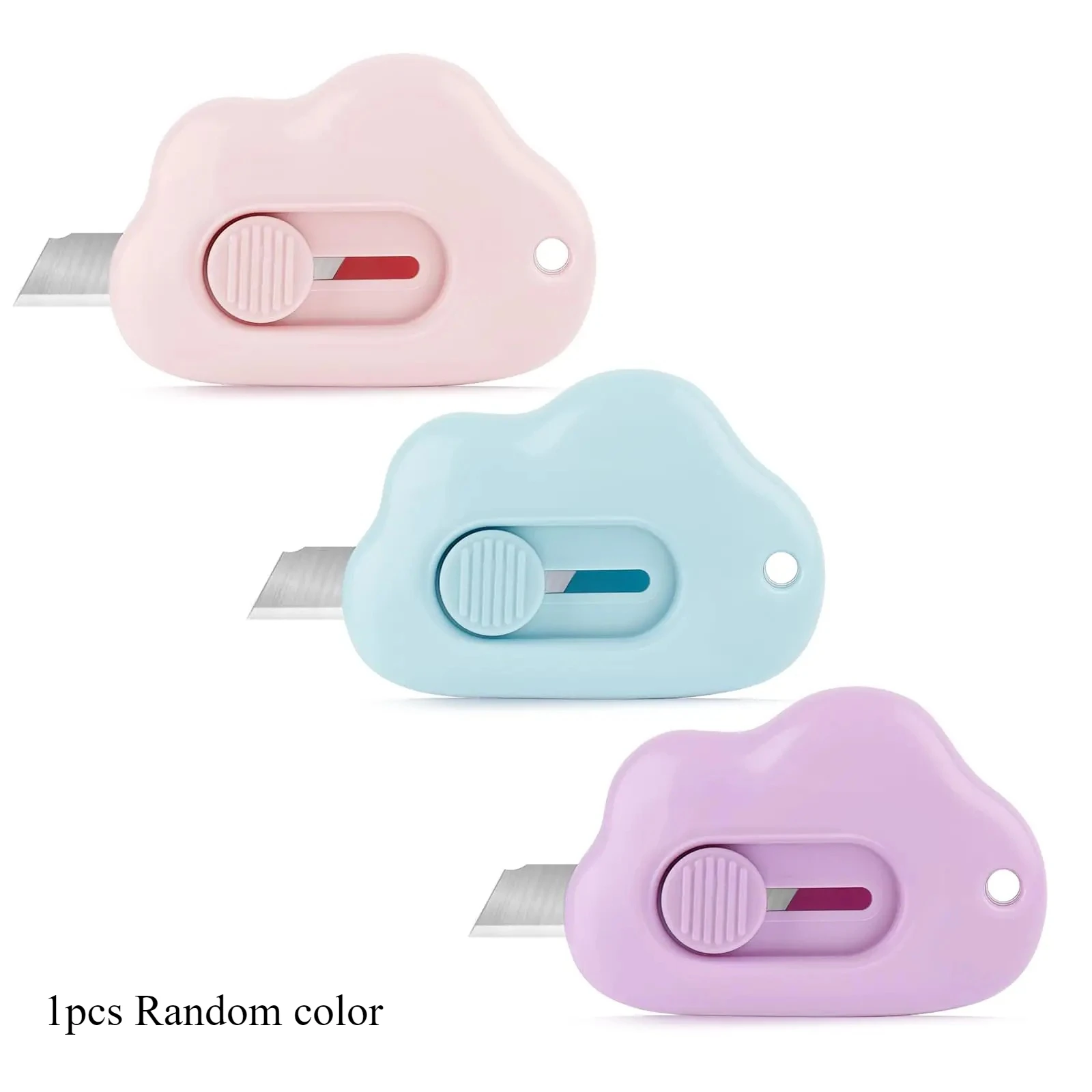 Intrekbare mini-briefopener, schattig wolkendesign papiermes voor enveloppen, pakketten, doe-het-zelf, sleutelhanger-gereedschap voor kinderen