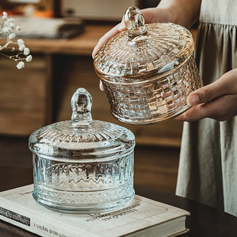 

YFY glass jar with lid, retro wind transparent jar, household dust-proof storage jar, premium snack jar, storage jar