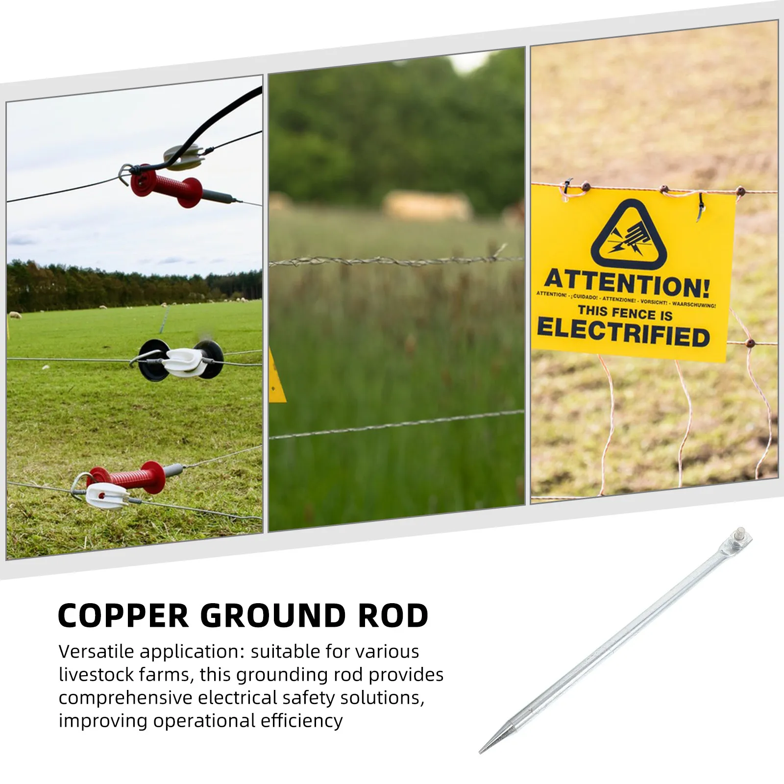 

Ground Rod for Generators 12x300mm Solid Copper Earth Pin Earthing Grounding Bar for Home Backup Systems Antenna Electric Fence