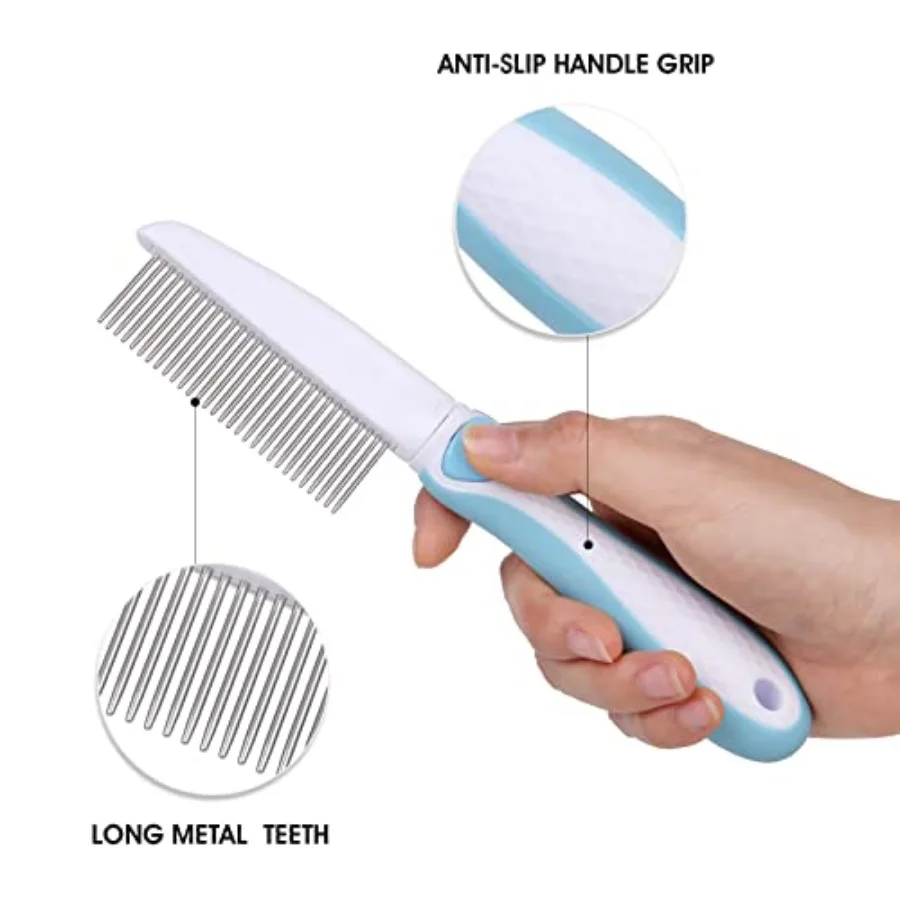 개를위한 전문 스테인레스 스틸 손질 빗 긴 곱슬 머리카락을위한 고양이 Detangler는 힘든 매트 매듭 엉킴을 제거합니다 PainFre