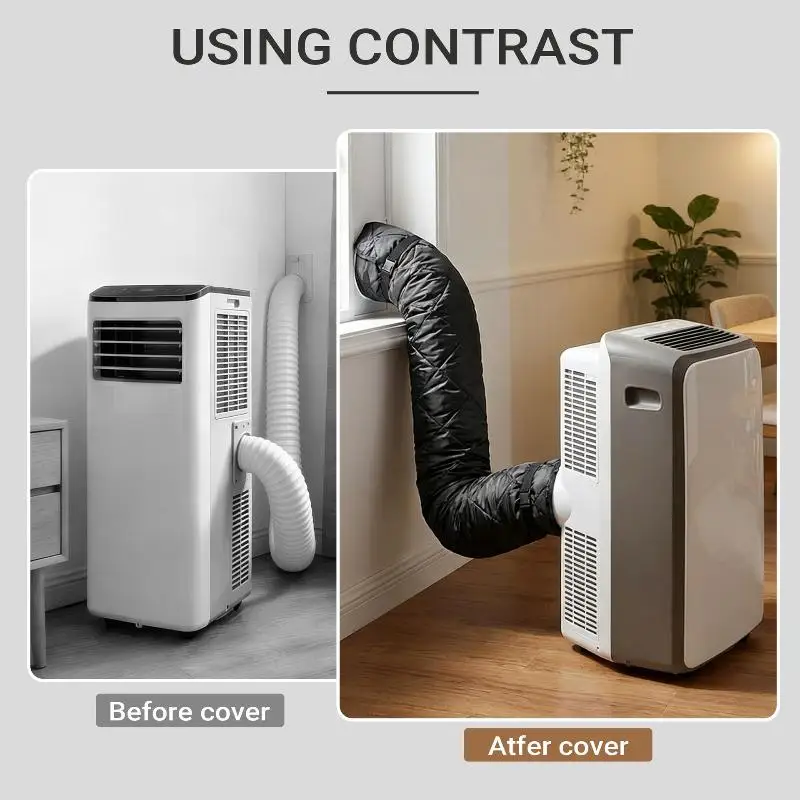 Waterproof Air Conditioner Hose Cover Adjustable Straps Thermal Insulation for Outdoor Window AC Unit Parts