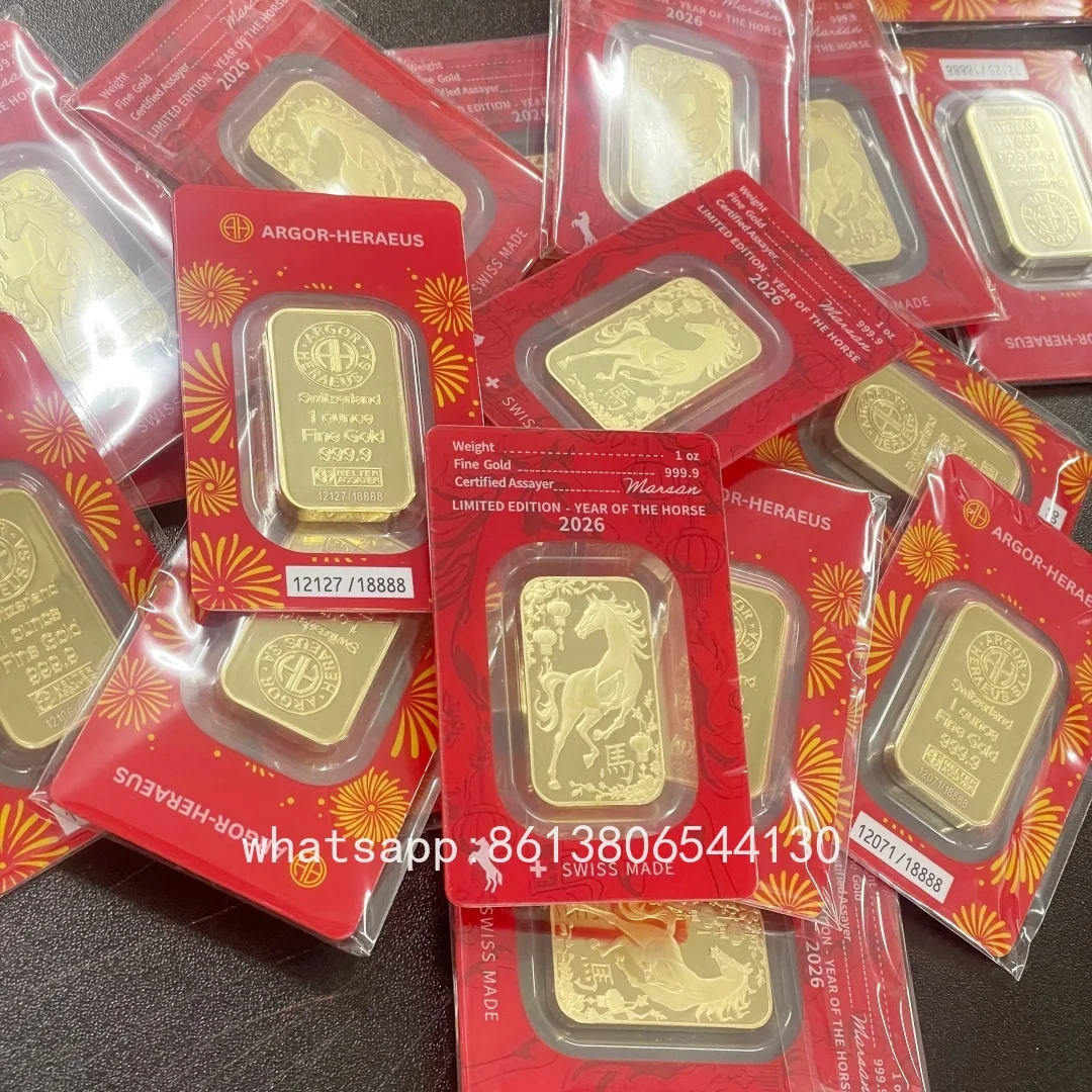 2026 Newest Argor Gold Bars One Ounce 2026 Horse Gold Bullion Non Magnetic Acrylic Seal Packaging Crafts for Collection