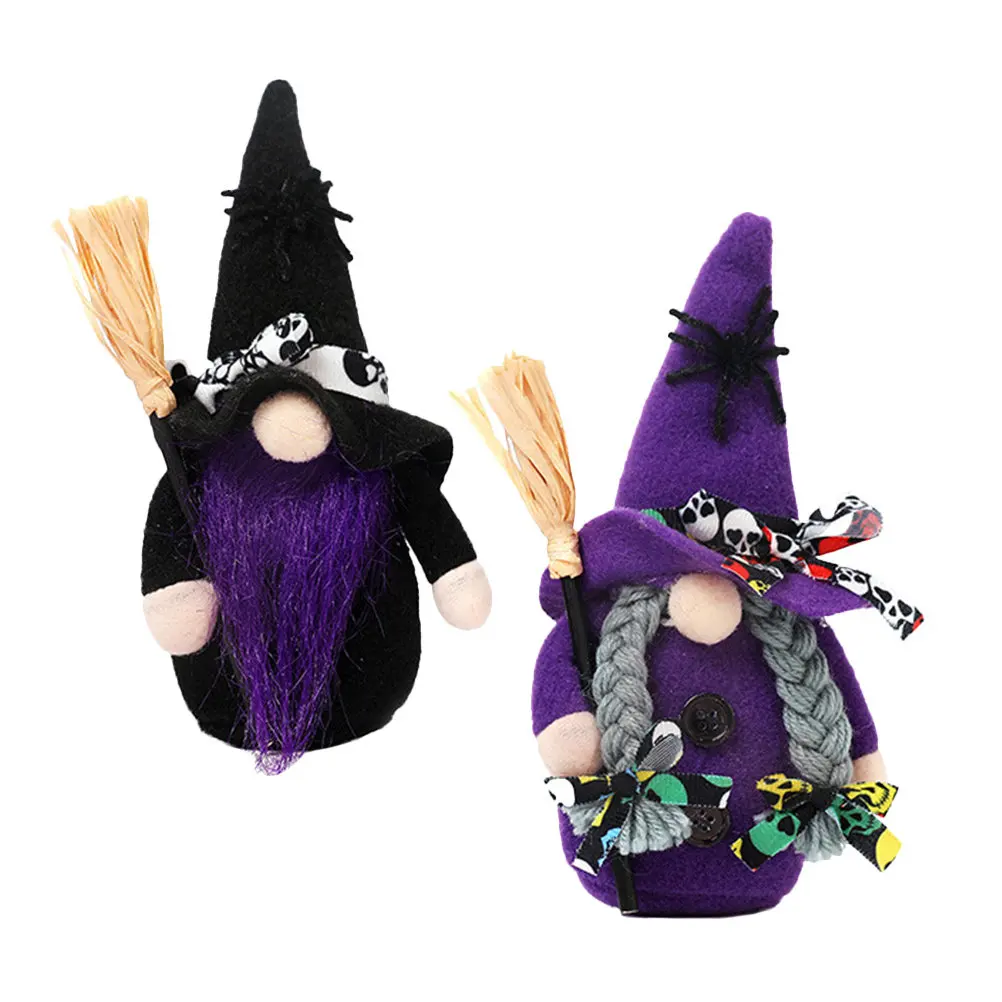 

2Pcs Halloween Witch Gnomes Decorations Reliable Sturdy Long Time Use Party Home Outdoor Table Sofa Bookcase Shelf Windows Bed