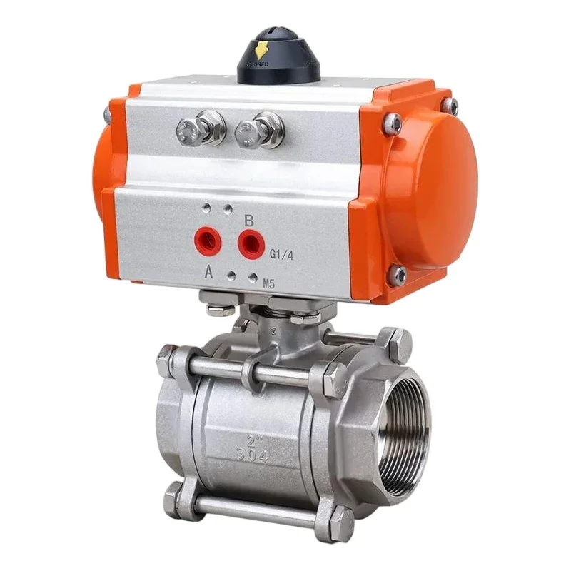 Three Piece Pneumatic Ball Valve Q611F-16P High Platform 304 Double Acting Cylinder DN8-DN100 for Industrial Use