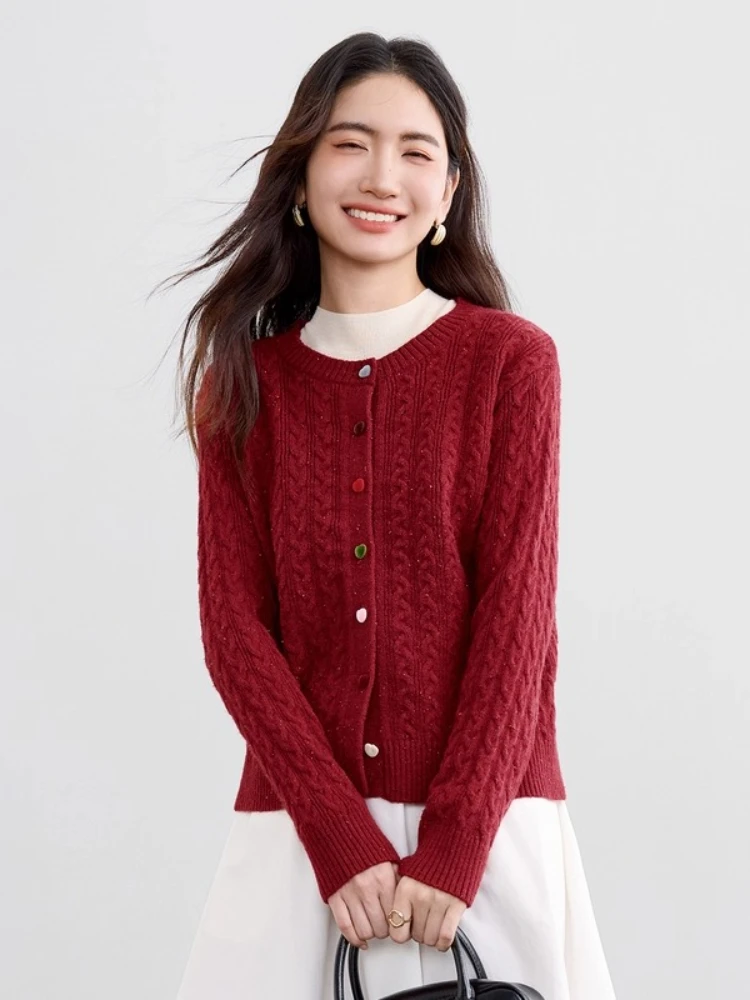 

SENTUBILA повседневные осенние кардиганы для женщин, новинка 2023 года, однобортные свитера, однотонный простой дизайн, женская одежда W53EB3564