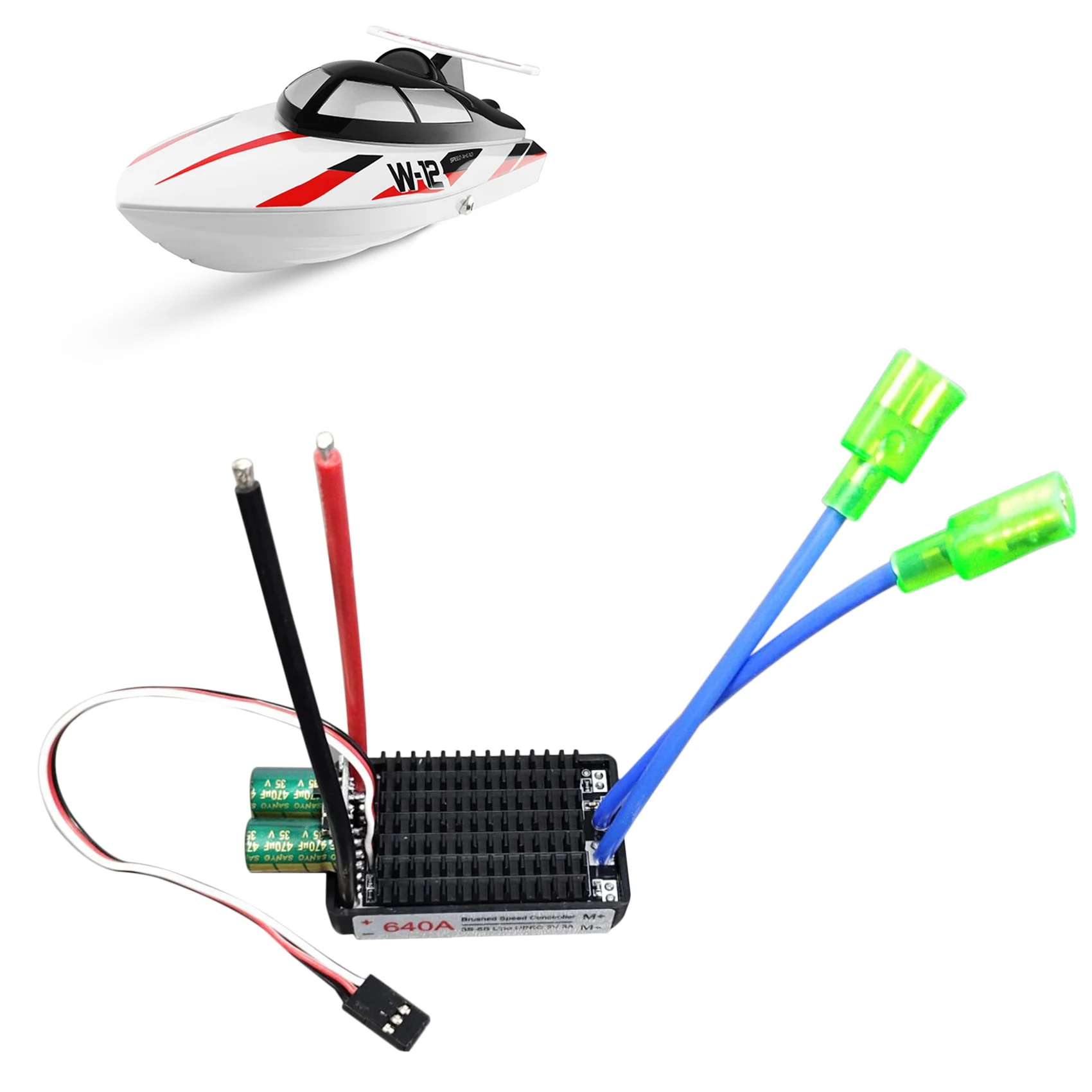 ABLJHigh Power 12V-24V wasserdichter bidirektionaler RC-Regler-Bürstenregler für RC-Auto und Boot 640A