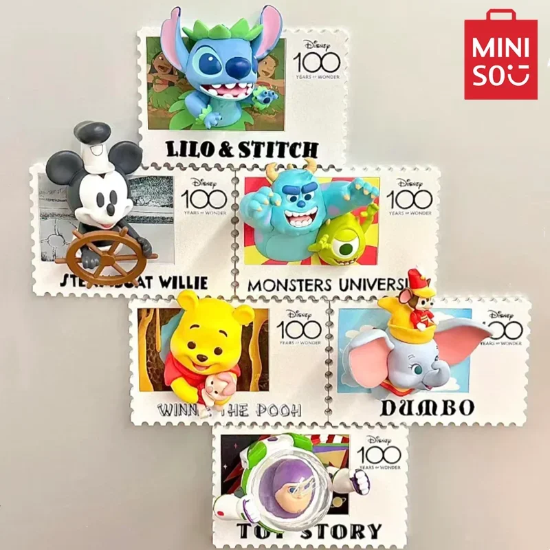 MINISO The Walt Disney Company 100. rocznica znaczek magnes na lodówkę pudełko z niespodzianką Alien Mickey Mouse zabawka dla dzieci prezent