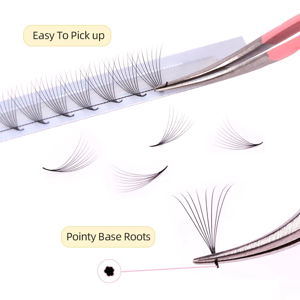 Lashprofessor-ventilador de volumen prefabricado, 5D, 6D, 8D, 10D, Base puntiaguda, pestañas individuales, vástago Delgado, extensión de pestañas rusas