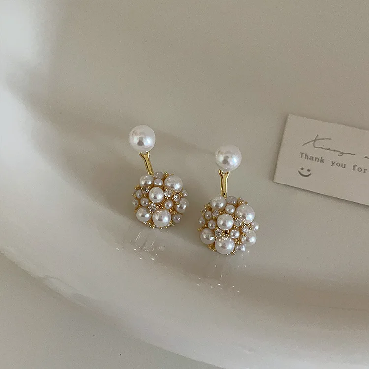 New Fashion Contracted Round Pearl Fine Earrings Joker Sweet Elegant Temperament Women Stud Earrings