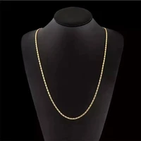 Fashion 18K Gold Necklace 2MM 16/18/20/22/24/26/28/30 Inch Side Chain Necklace For Women Men Jewelry 925 Silver Necklace 5