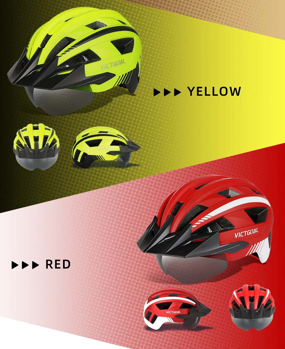 VICTGOOL Fahrradhelm für Männer Sonnenblende Goggles Radfahren Helm LED USB Licht Magnetische Linse MTB Rennrad Helme Sicherheit – Detail 23