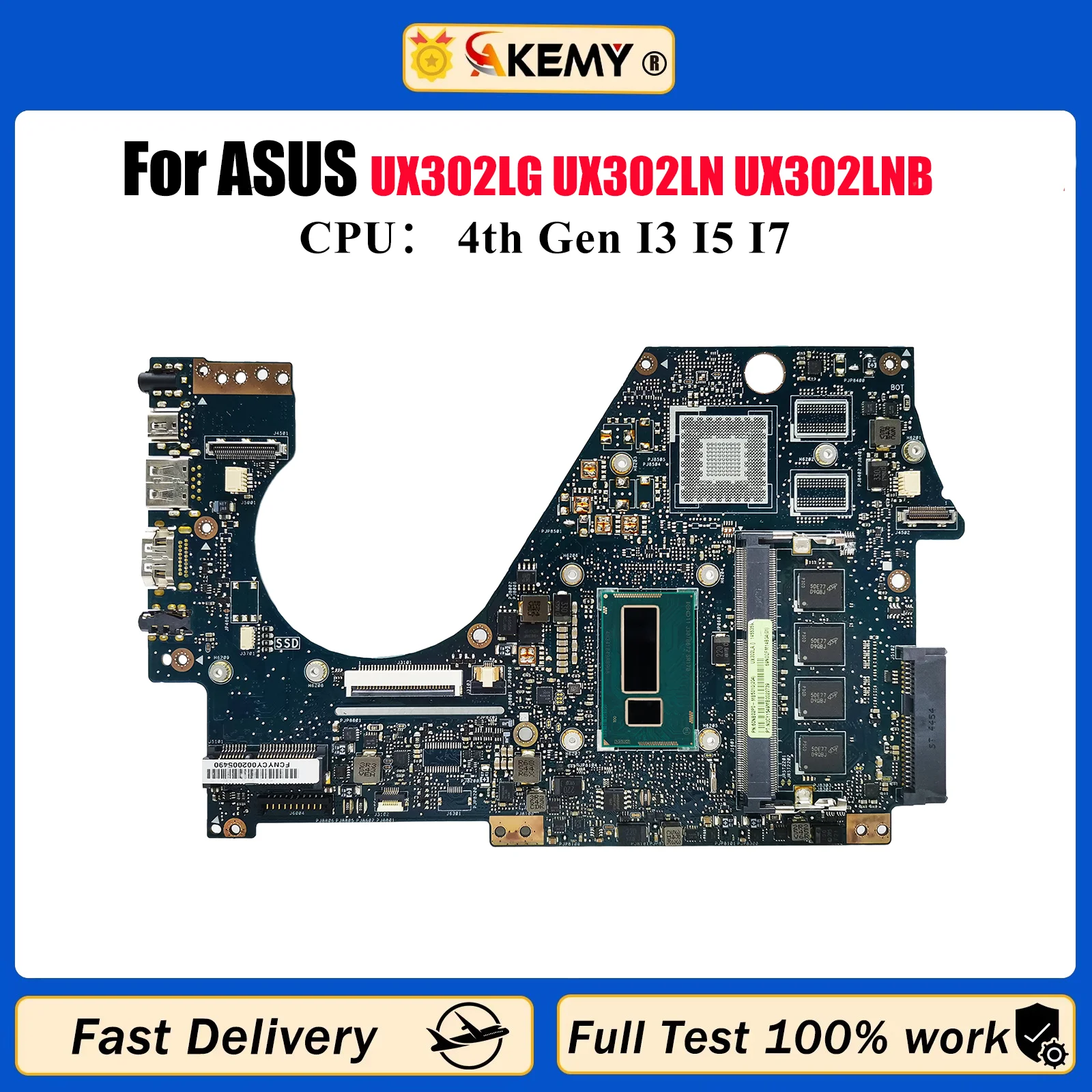 

UX302LA Материнская плата для ноутбука ASUS ZenBook UX302L UX302LA UX302LG UX302LN UX302LNB Материнская плата с процессором I3 I5 I7 ОК быстрая доставка
