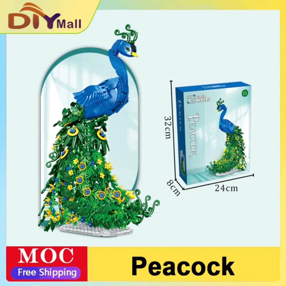 807PCS Peacock Model Building Blocks Set Mini Bricks Animal Bird Collection Assembly Toys for Adults DIY Home Decor Gifts