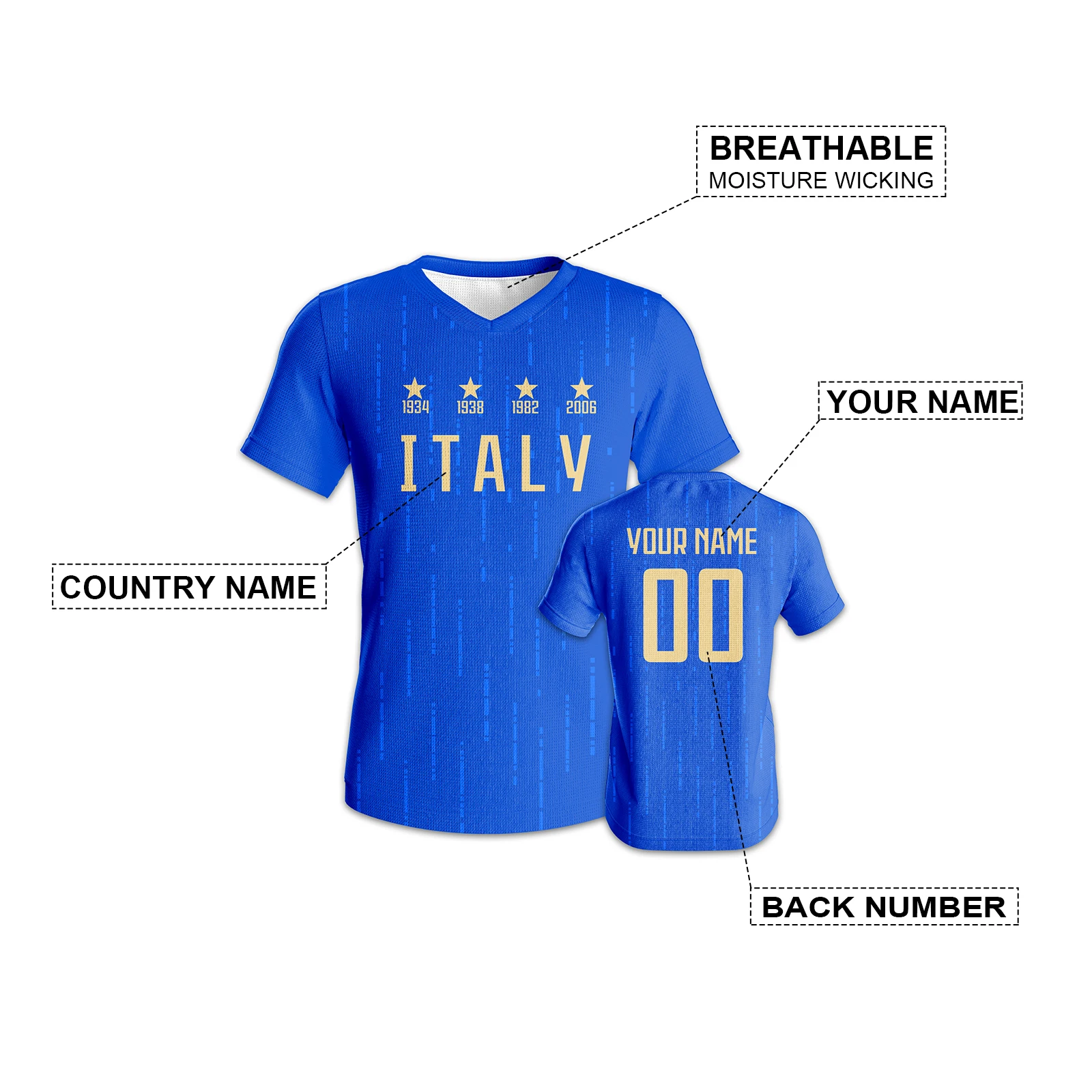 Quick-Dry Italy Soccer Jersey Custom Football Kit Breathable Youth Soccer Uniform Personalized Name Number for Men Women