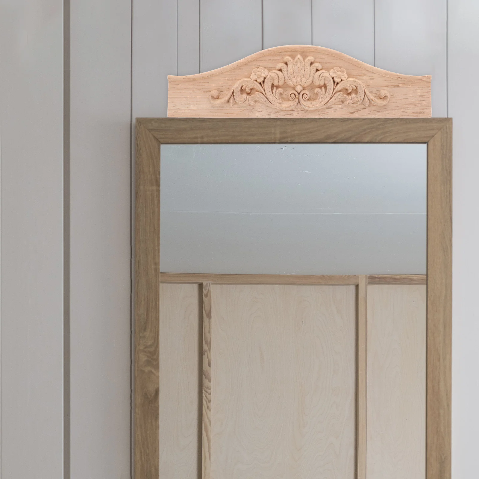 

European Style Wood Carving Onlay Pediment for Wardrobe Wine Cabinet Furniture Door Decor Wood Carved Applique