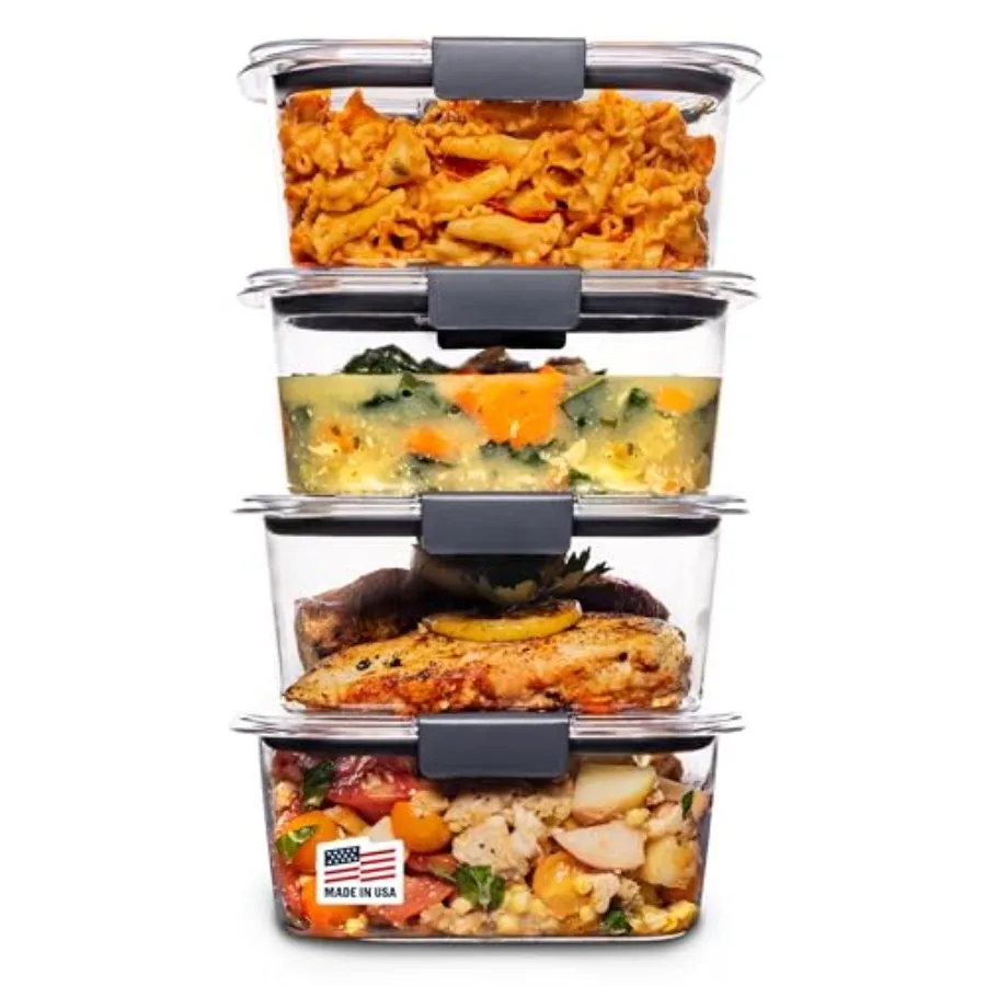 

Набор из 4 герметичных контейнеров для хранения продуктов Brilliance без BPA с крышками, идеально подходят для подготовки обедов и остатков еды