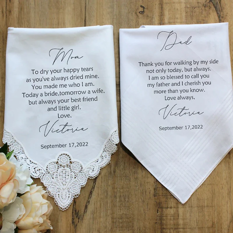 Custom Dsd Mother Of The Bride Groom Handkerchief Wedding Day Engagement Bridal Shower Bachelorette Party Keepsake Gift Present