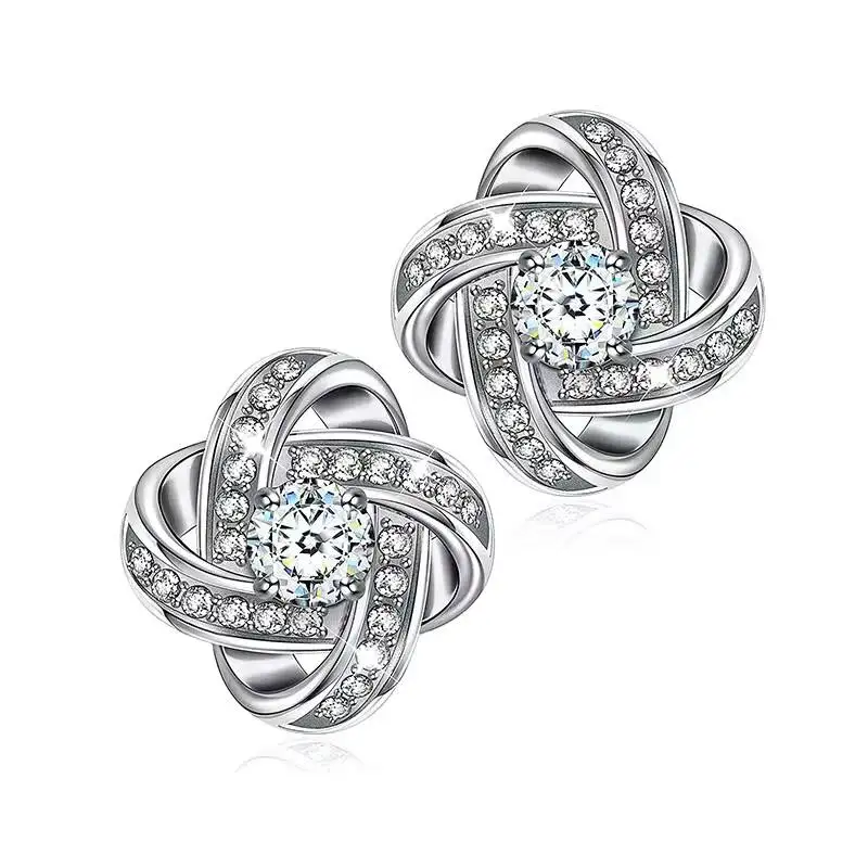 

S925 Sterling Silver Rose Diamond Earrings Set with 0.3ct Moissani Diamonds Fashionable and Luxurious Gift Earrings